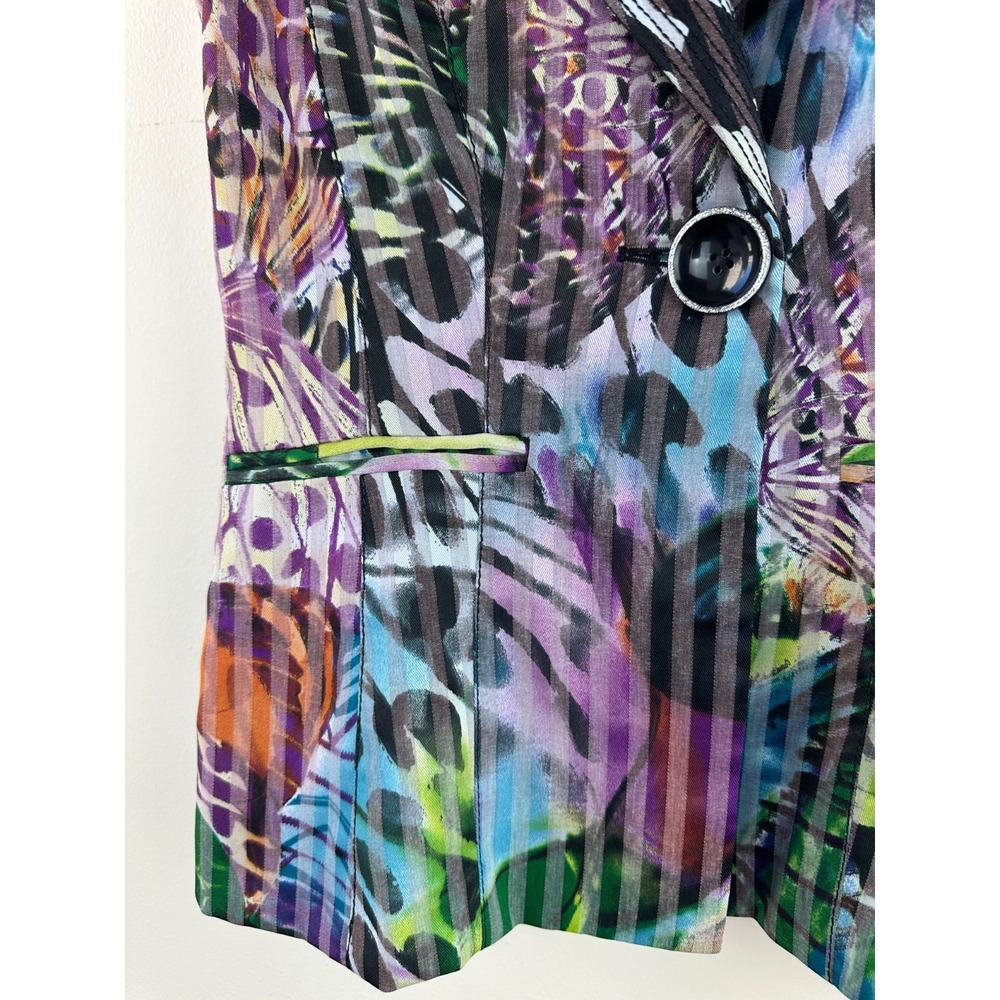 Alberto Makali Blazer Size 4 Short Sleeve Animal Butterfly Print Light Jacket - Picture 7 of 14